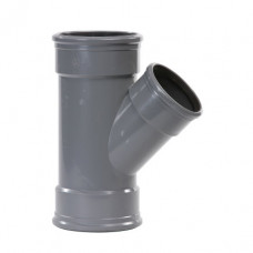 PVC VERLOOP T-STUK 45°, 3X MANCHET, GRIJS, SN8, 200 X 160 MM
