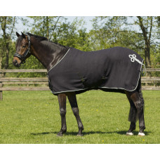 DEKEN FLEECE ORNAMENT ZWART/ZILVER