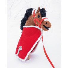 FLEECE DEKEN KERST HOBBY HORSE ROOD